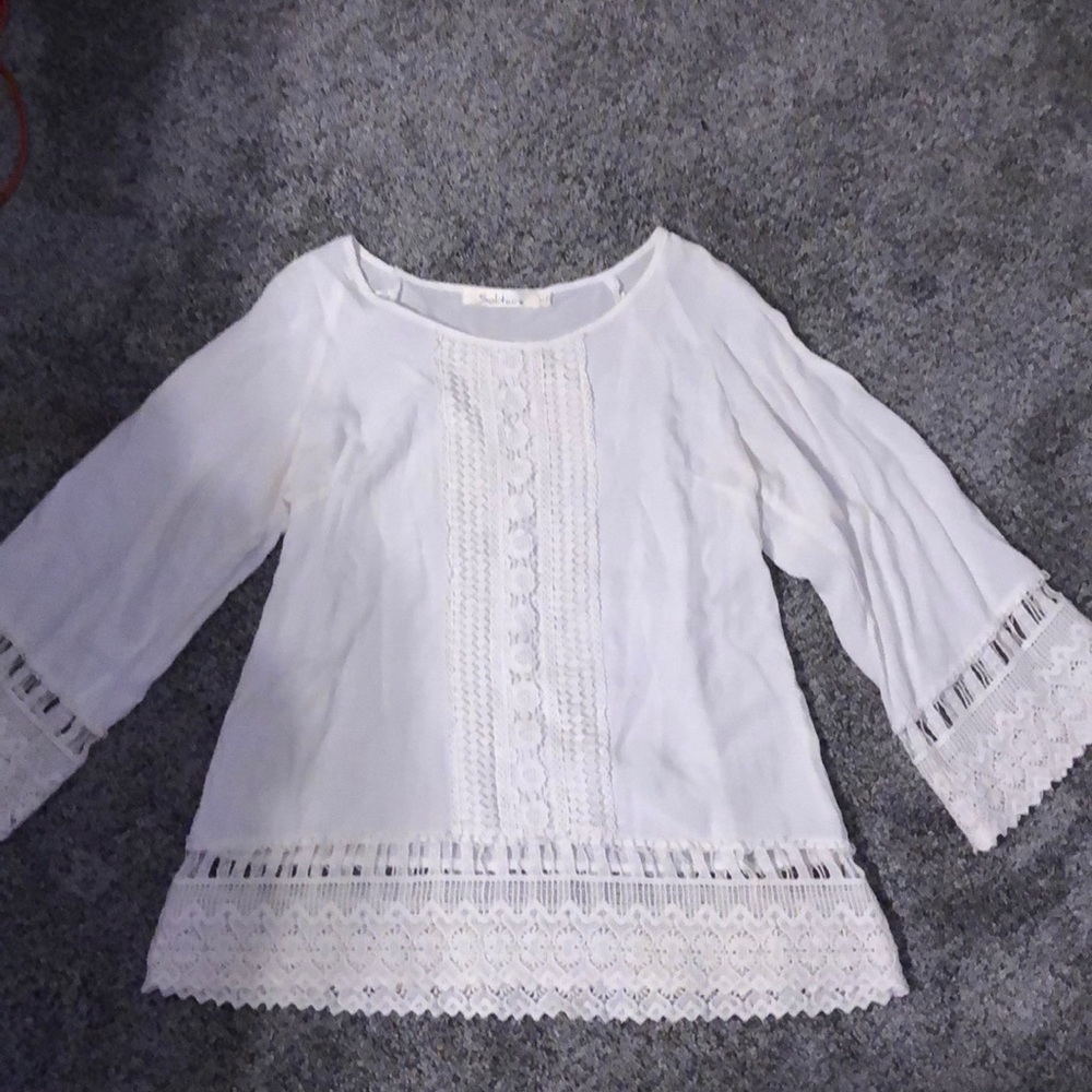 White Tunic Top With Lace Detail